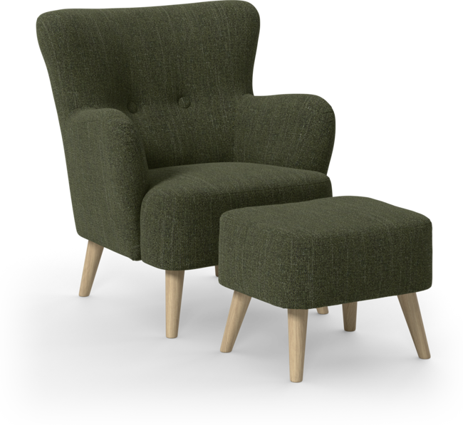 Timmy - Fåtölj med fotpall - Grön