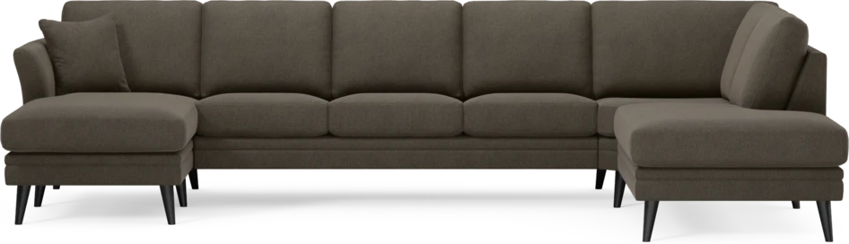 Eden - 3-sits soffa med schäslong vänster och divan höger - Brun