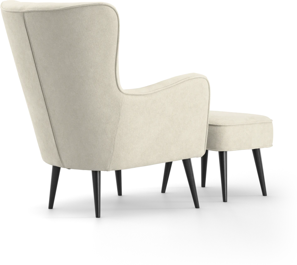 Cordelia - Fåtölj med fotpall - Beige