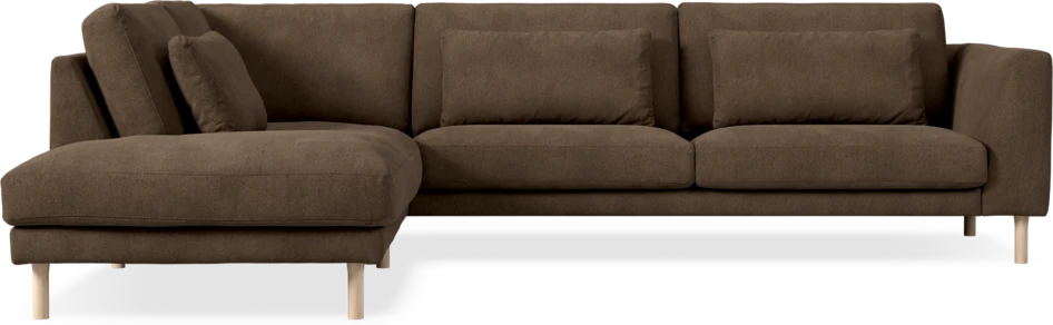 Willow - 3-sits soffa med divan vänster, fast klädsel - Brun