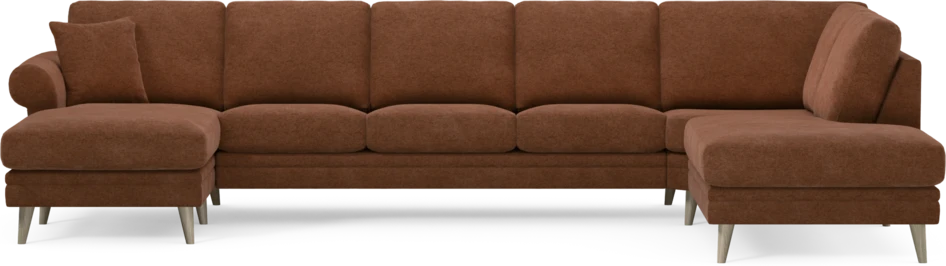 Eden - 3-sits soffa med schäslong vänster och divan höger - Orange