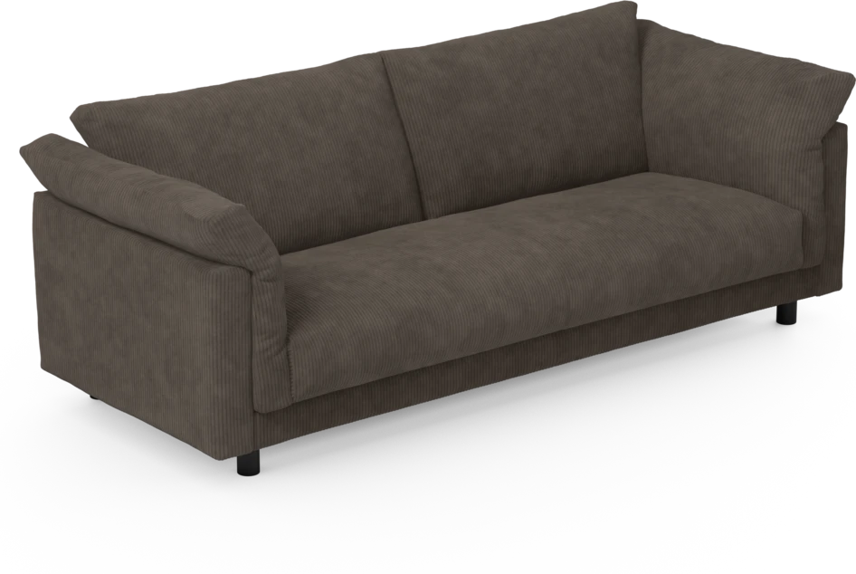 Cherrie - 3-sits soffa, hel dyna, fast klädsel - Brun
