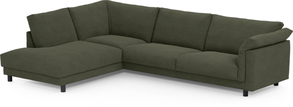 Cherrie - 3-sits soffa med divan vänster, fast klädsel - Grön