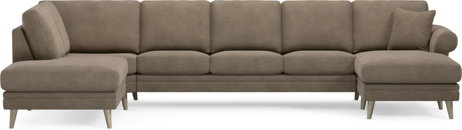 Eden - 3-sits soffa med divan vänster och schäslong höger - Brun