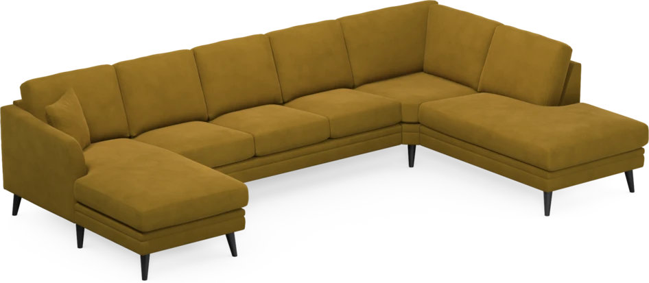 Eden - 3-sits soffa med schäslong vänster och divan höger - Gul