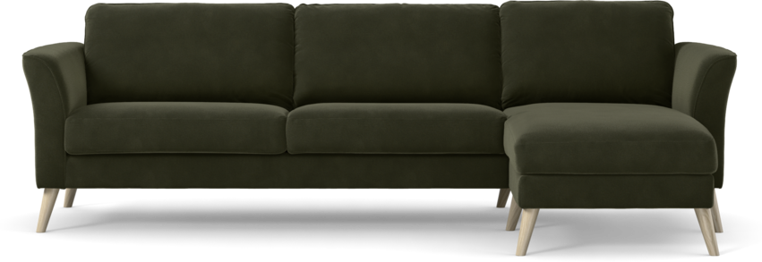 Bridge - 3-sits soffa med schäslong höger - Grön