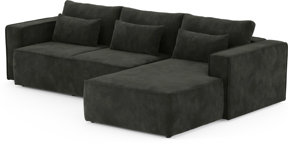 Ide - Bäddsoffa 3-sits med schäslong höger - Svart