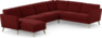 Bridge - Hörnsoffa, 3+2-sits med schäslong vänster - Röd