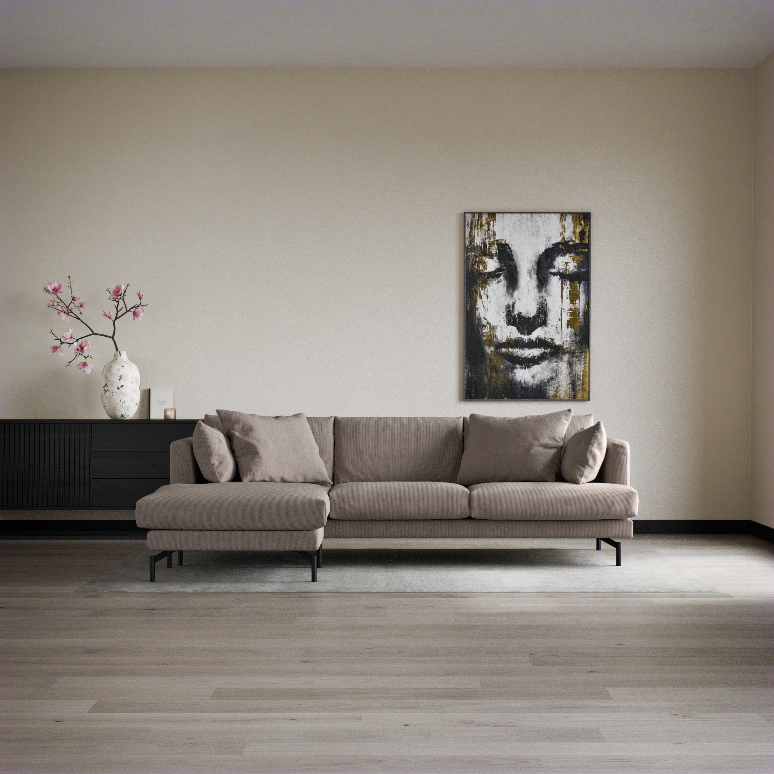 Harper, 4-sits med schäslong vänster