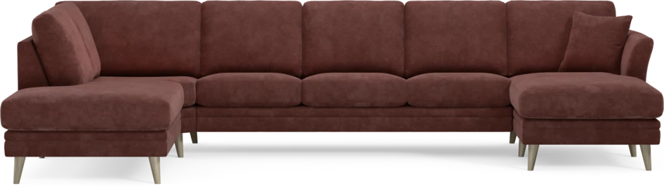 Eden - 3-sits soffa med divan vänster och schäslong höger - Röd