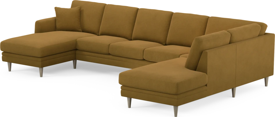 Eden - 3-sits soffa med schäslong vänster och divan höger - Gul