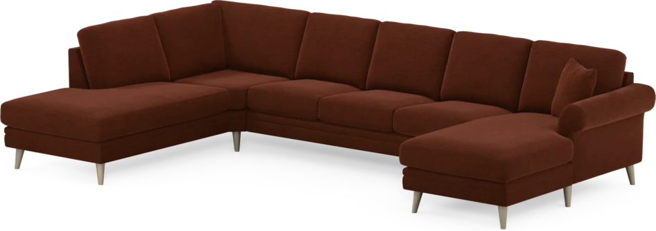 Eden - 3-sits soffa med divan vänster och schäslong höger - Orange