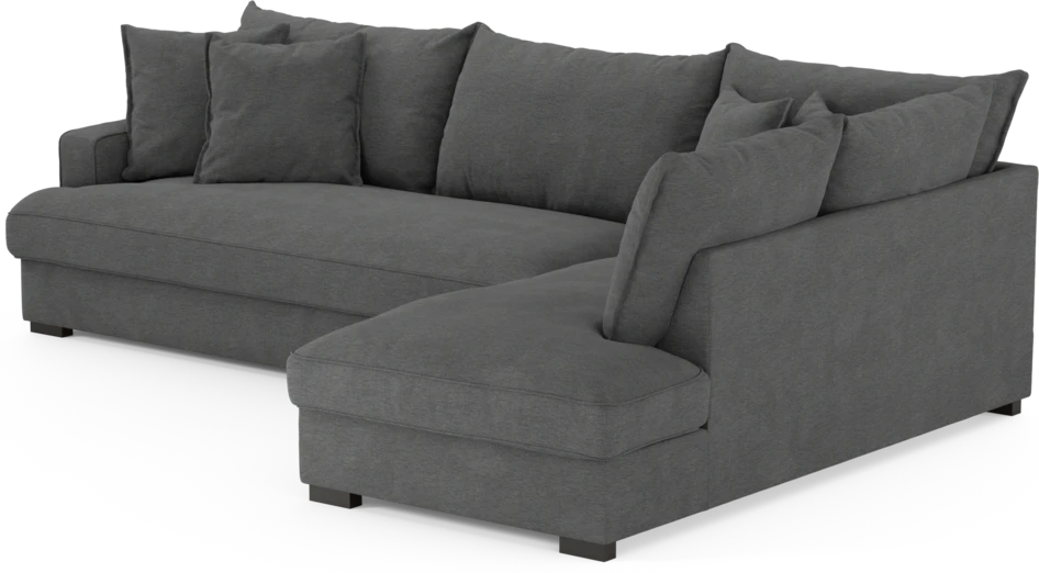 Mila - 3-sits soffa med divan höger, hel dyna - Grå
