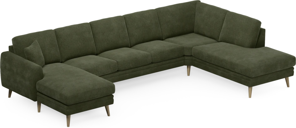 Eden - 3-sits soffa med schäslong vänster och divan höger - Grön