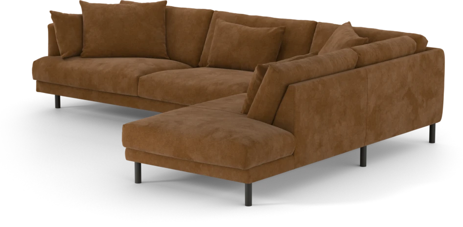 Harper - 3-sits soffa med divan höger - Orange
