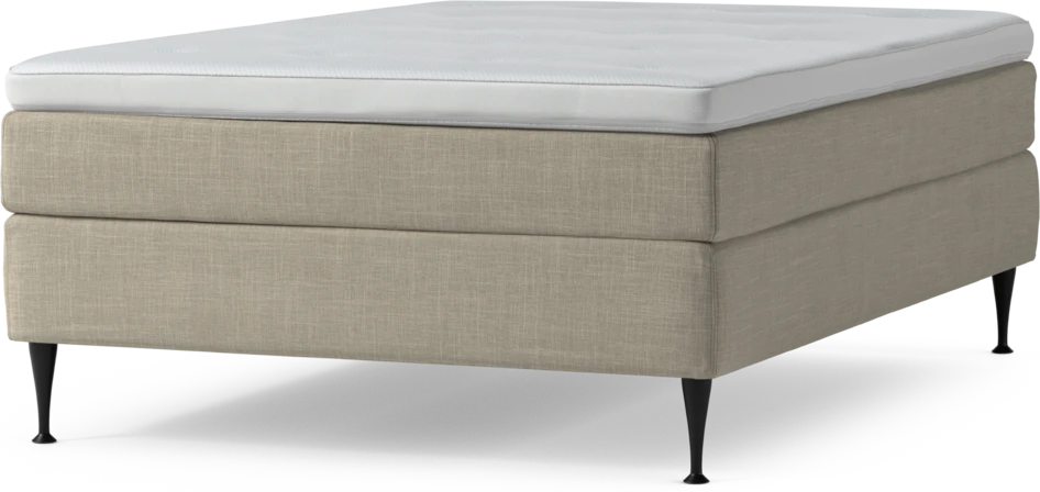 Delux Sense - Kontinentalsäng, enkelsäng 140 cm med bäddmadrass och sängben - Beige