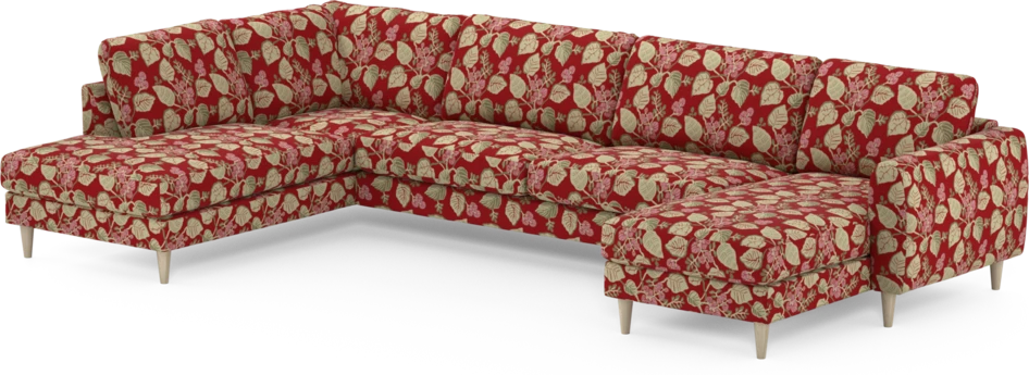 Bridge - 3-sits soffa med divan vänster och schäslong höger - Röd