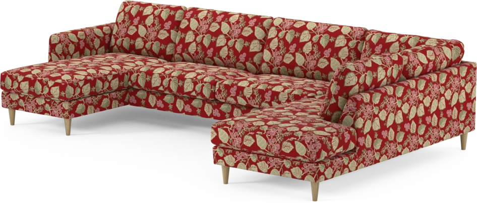 Bridge - 3-sits soffa med schäslong vänster och divan höger - Röd
