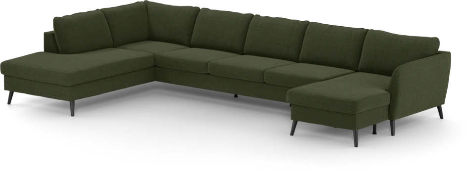 County - 4-sits soffa med divan vänster och schäslong höger - Grön