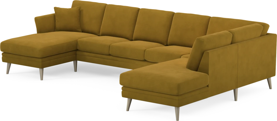 Eden - 3-sits soffa med schäslong vänster och divan höger - Gul
