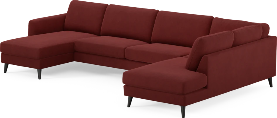 Bridge - 3-sits soffa med schäslong vänster och divan höger - Röd