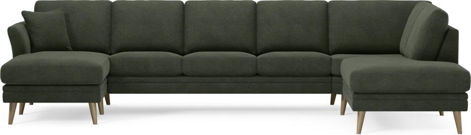 Eden - 3-sits soffa med schäslong vänster och divan höger - Grön