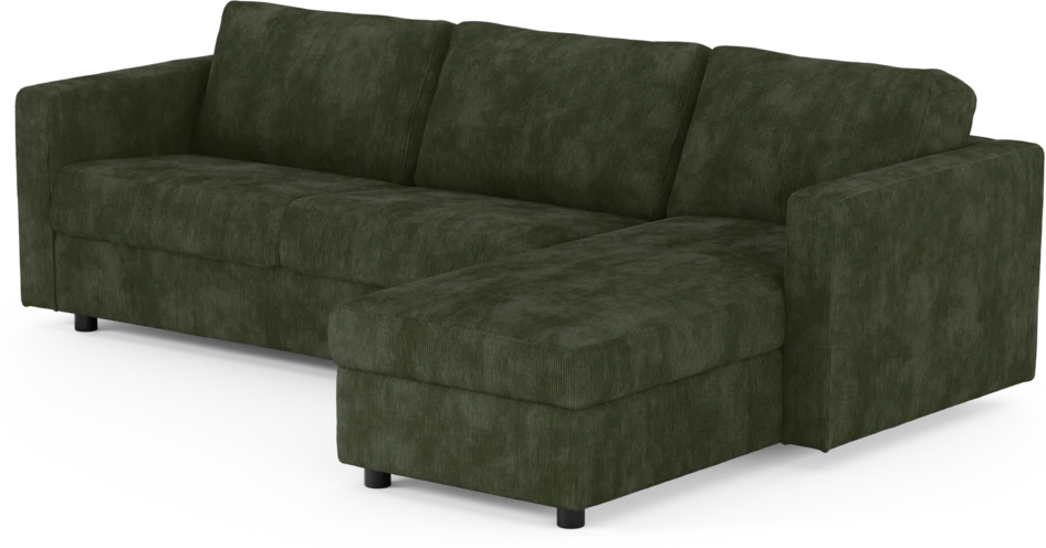 Lindö - Bäddsoffa 2,5-sits med schäslong, vändbar - Grön