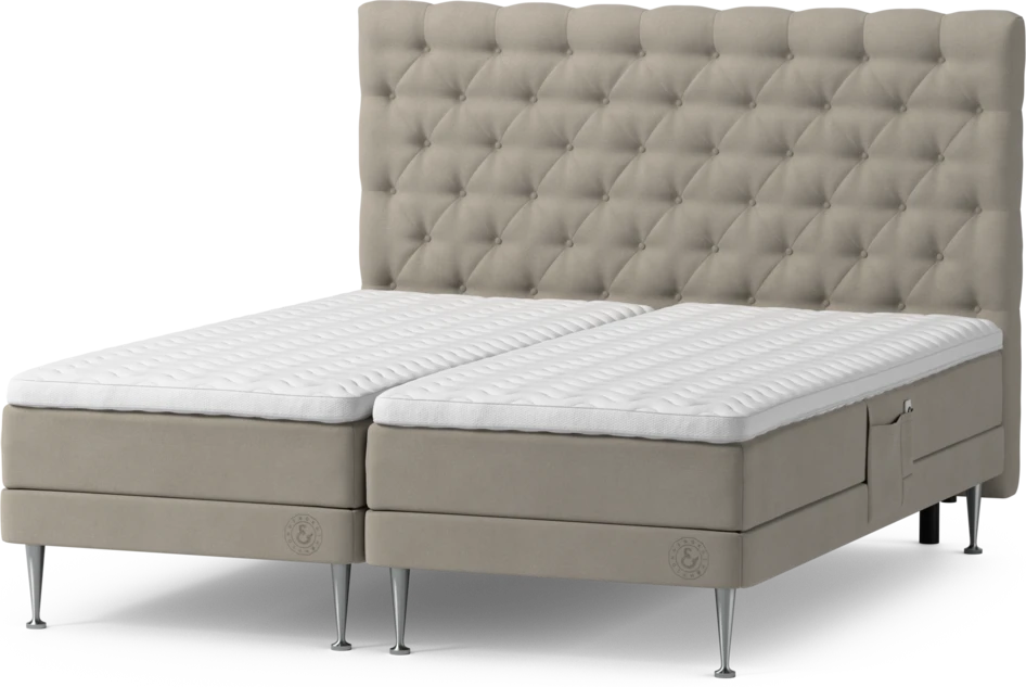 Särö Comfort - Ställbar säng, dubbelsäng med bäddmadrass, sängben och Pikerad sänggavel