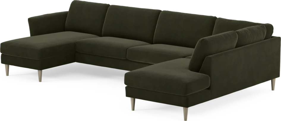 Bridge - 3-sits soffa med schäslong vänster och divan höger - Grön
