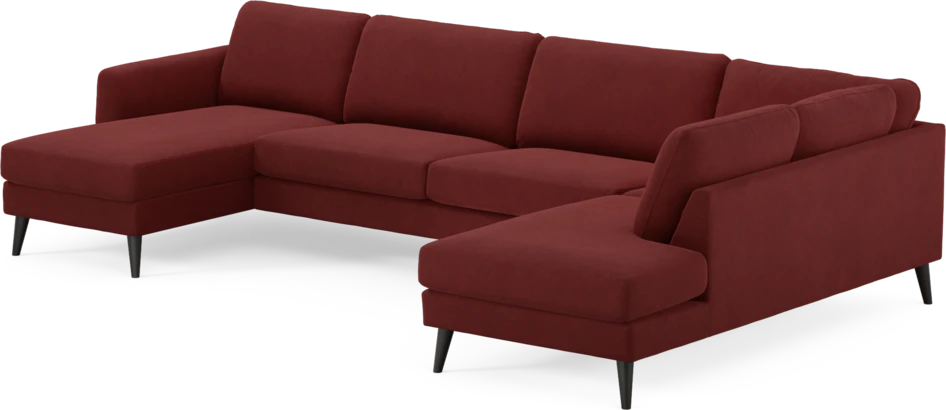 Bridge - 3-sits soffa med schäslong vänster och divan höger - Röd