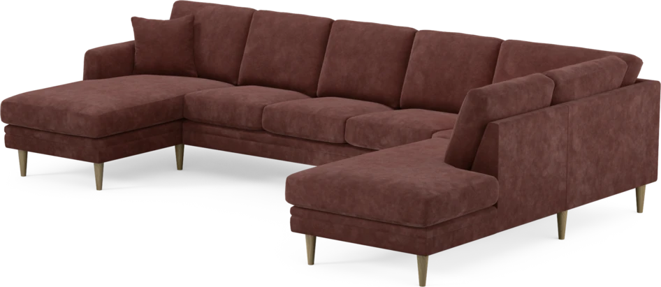 Eden - 3-sits soffa med schäslong vänster och divan höger - Röd