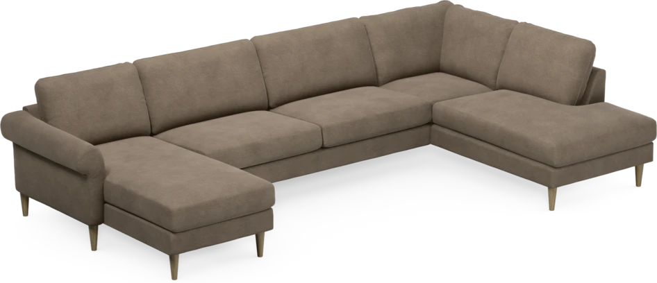 Bridge - 3-sits soffa med schäslong vänster och divan höger - Brun