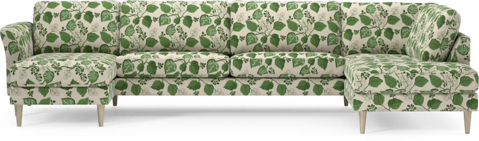 Bridge - 3-sits soffa med schäslong vänster och divan höger - Grön