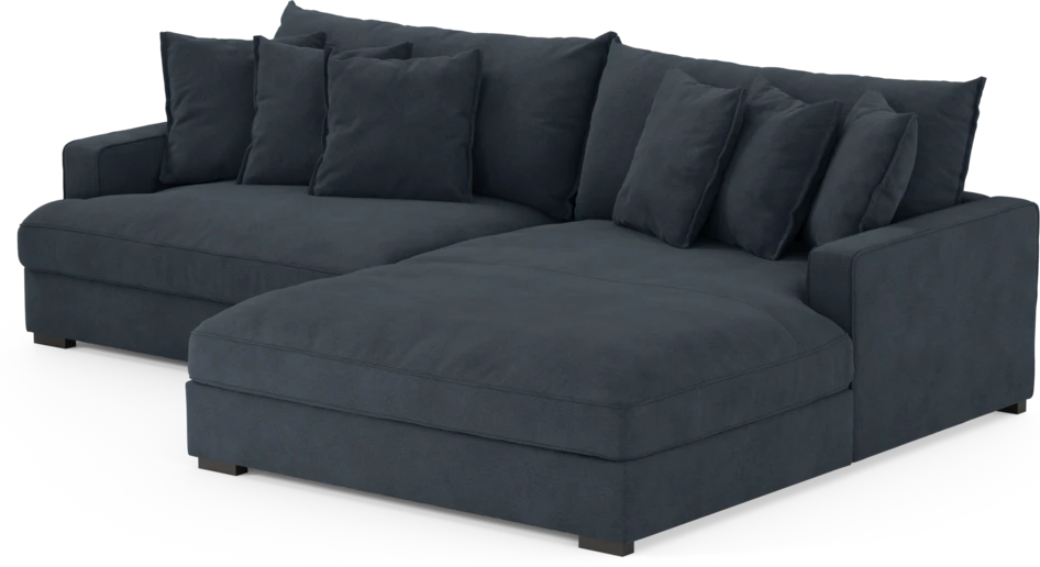 Rossi - 2-sits soffa med schäslong XL höger - Blå