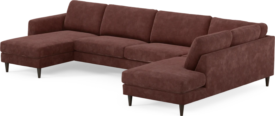 Bridge - 3-sits soffa med schäslong vänster och divan höger - Röd