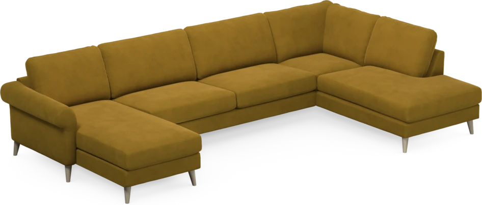 Bridge - 3-sits soffa med schäslong vänster och divan höger - Gul