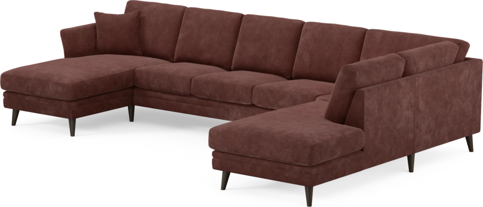 Eden - 3-sits soffa med schäslong vänster och divan höger - Röd