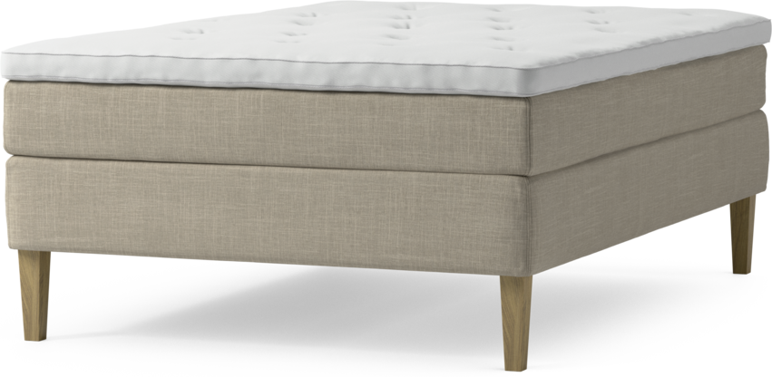 Delux Sense - Kontinentalsäng, enkelsäng 140 cm med bäddmadrass och sängben - Beige