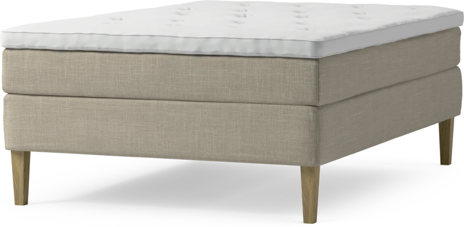 Delux Sense - Kontinentalsäng, enkelsäng 140 cm med bäddmadrass och sängben - Beige