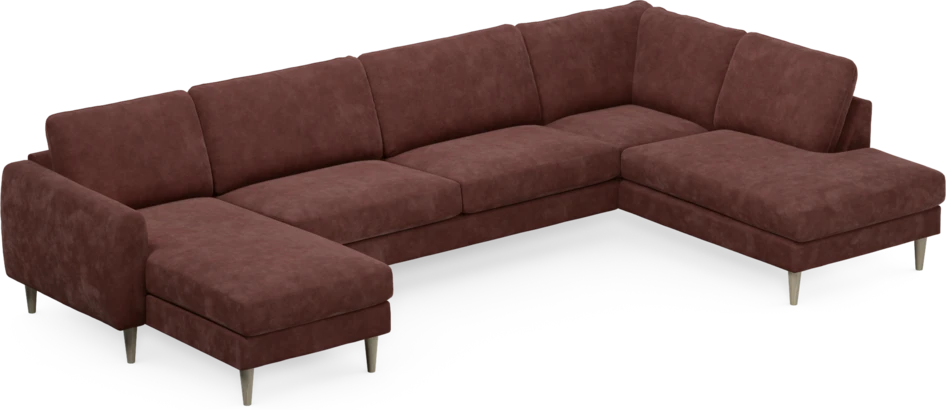 Bridge - 3-sits soffa med schäslong vänster och divan höger - Röd