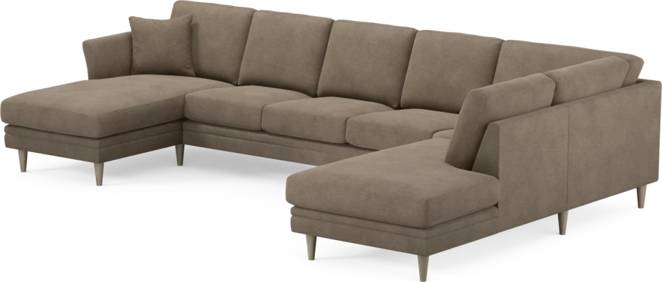 Eden - 3-sits soffa med schäslong vänster och divan höger - Brun