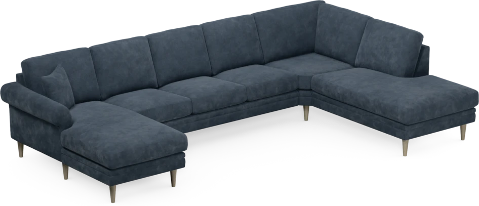Eden - 3-sits soffa med schäslong vänster och divan höger - Blå