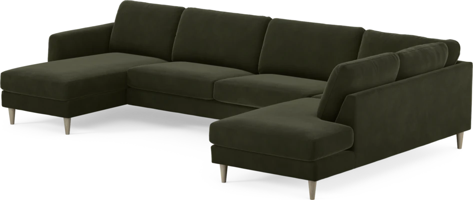 Bridge - 3-sits soffa med schäslong vänster och divan höger - Grön