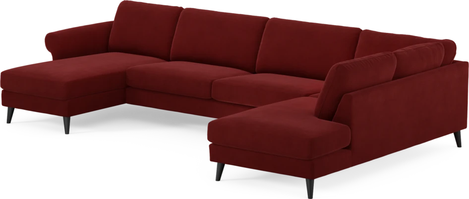 Bridge - 3-sits soffa med schäslong vänster och divan höger - Röd