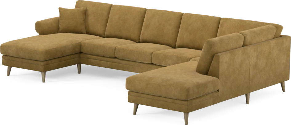 Eden - 3-sits soffa med schäslong vänster och divan höger - Gul