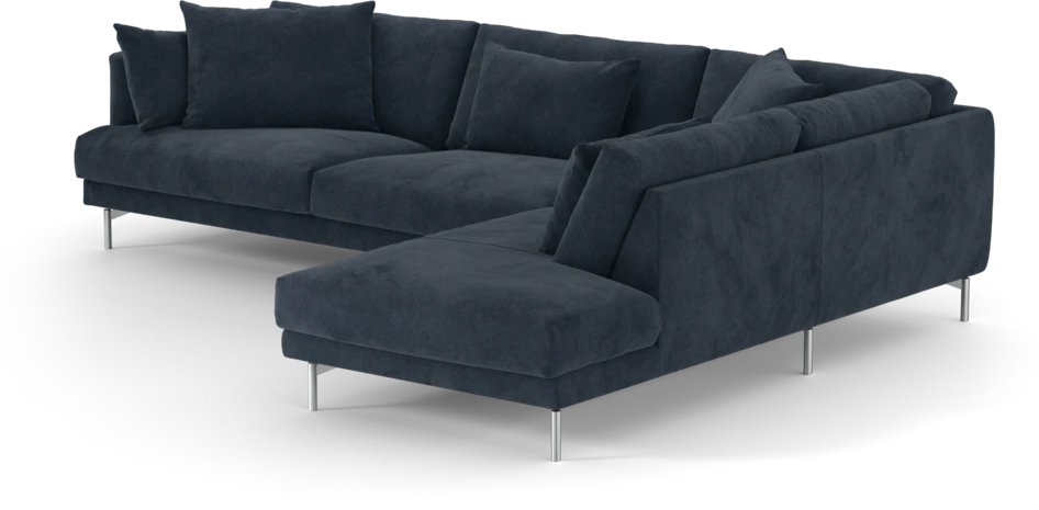Harper - 3-sits soffa med divan höger - Blå