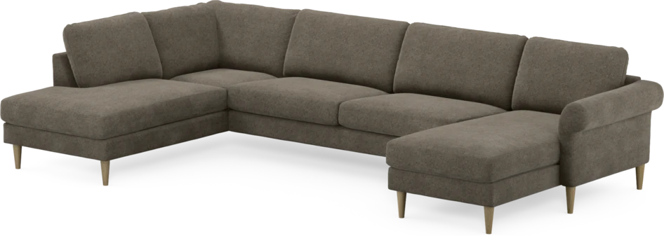 Bridge - 3-sits soffa med divan vänster och schäslong höger - Brun