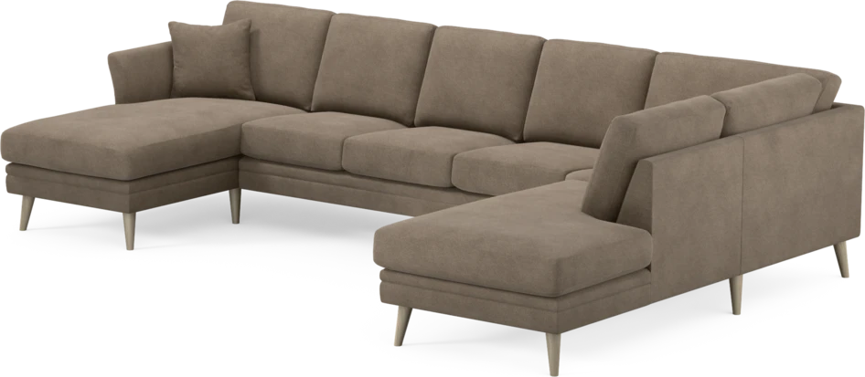 Eden - 3-sits soffa med schäslong vänster och divan höger - Brun