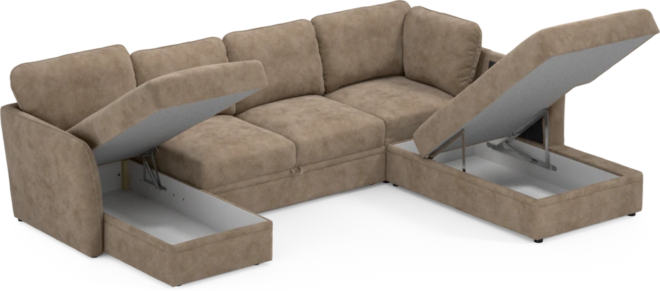Öland - Bäddsoffa med schäslong vänster och divan höger - Beige