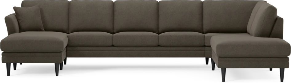 Eden - 3-sits soffa med schäslong vänster och divan höger - Brun